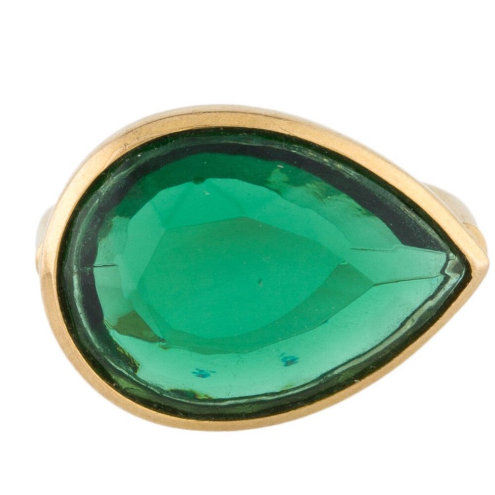 MARIE HELENE DE TAILLAC X BACCARAT 18K SYNTHETIC EMERALD CRYSTAL COCKTAIL RING - Picture 5 of 9